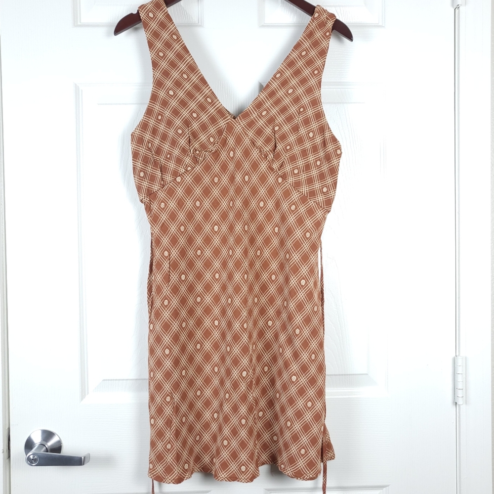 Wild Fable V-Neck Copper Check Mini Dress